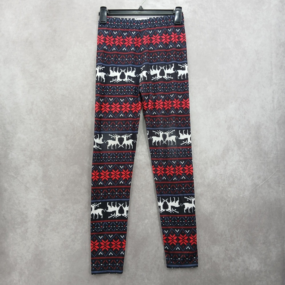 Black Christmas Holiday Print Y2K VTG Festive Kapion Pajama Legging Pants Small